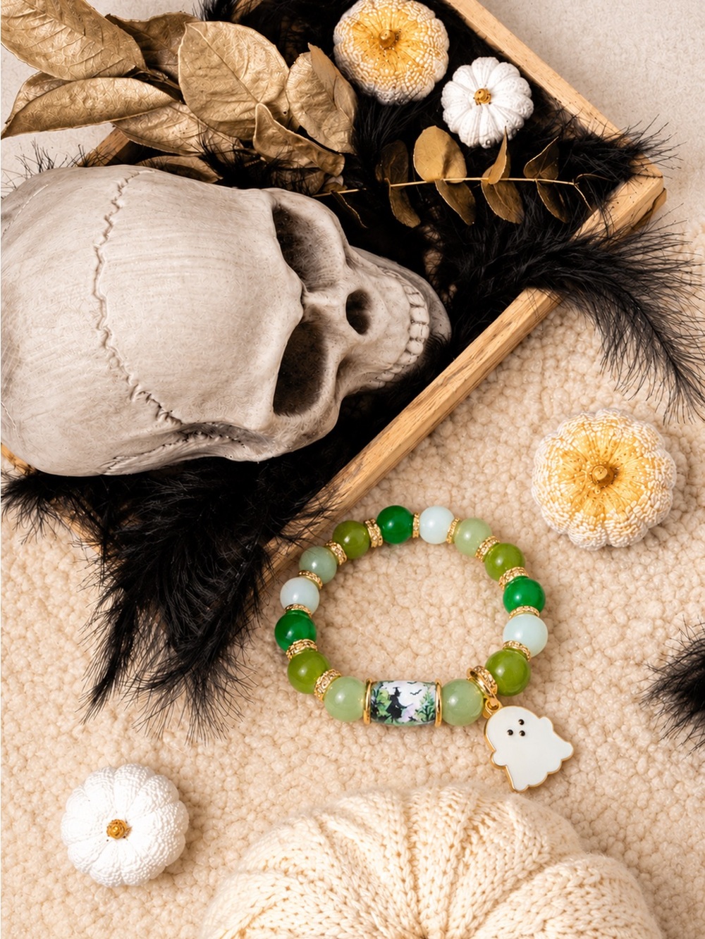 ⭐️Available Sunday. Fun 🧙 Witch with adorable Ghost 👻 charm Bracelet